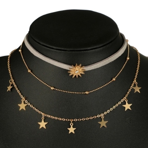 Unique Boho Sun/Star Multi Layer Choker - Picture 3 of 6